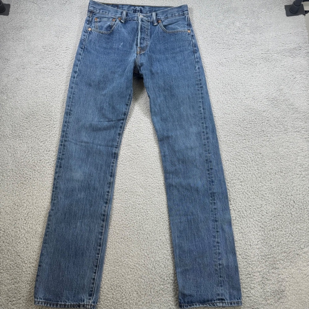 Levi Strauss Co 501 Mens W30 L32Button Fly Straight Leg Blue Denim‎ Jeans